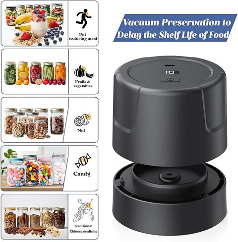 Electric Mason Jar Vacuum Sealer HongTu Canning machine Mason Cordless Vacuum Sealer Kit Mason Jar Stainless Steel Lids and Can Opener LED Display, Type-C Charging Port, 60 Seconds Automatically Stop in Saudi Arabia