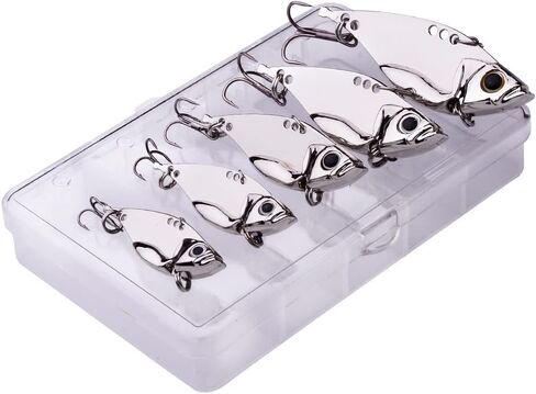 OriGlam 5pcs Fishing Spoons Hard Metal Lure, Fishing Lures Metal Spoons Hard Baits, Metal Fishing Lures for Bass Walleye Trout in Saudi Arabia