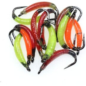 الويفر جاردن دودة فلاي حزمة من 20 قطعة، حجم 8 نيمف إيرث دودة واقعية تطير لسمك السلمون المرقط الطارد للصيد بلون أزرق مائل للصيد in Kuwait