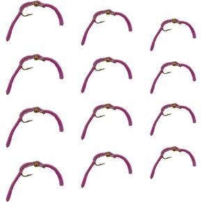 Feeder Creek Fly Fishing Assortment - Bead Head Pink San Juan Worm - 3 Size Variety in Size 10, 12, and 14-4 of Each Size - Great for Trout, Bass, Salmon and All Freshwater Fish in Saudi Arabia
