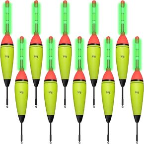 10 Pieces EVA Foam Fishing Floats Without Fishing Glow Sticks, Night Lighted Fishing Bobbers Slip Floats with Glowing Stick Tubes for Fishing in Saudi Arabia
