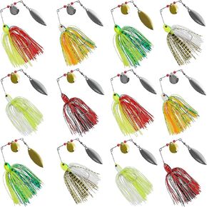Bass Fishing Lures Spinnerbaits Kit, Hard Metal Spinner Baits Buzzbait Swimbait Jigs Hook Fishing Lures for Bass Pike Trout Salmon
