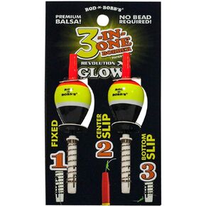 رود-ان-بوبز عوامات صيد 3 في 1، فتحات مزدوجة للخط وزحليقة مركزية الكل في واحد، بوبر مضيء مع رؤية عالية، معدات صيد ليلية اساسية، قصيرة 3/4 انش (عبوة من قطعتين) in Kuwait