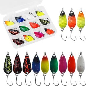 Fishing Spoons Fishing Lures Trout Spoons Hard Baits Single Hook Trout Lures Metal Fishing Lures for Trout Bass Pike Crappie Walleye