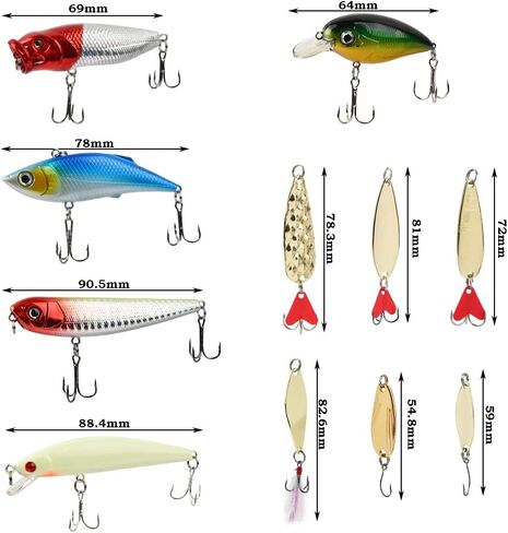 طقم طُعم صيد السمك 181 قطعة من FOCCTS، طقم صيد السمك، ملحقات صندوق معالجة الصيد متضمنة طعوم السمك، ديدان بلاستيكية ناعمة، رقصات كرانكبيت، طعوم دوارة، طُعم المياه العلوية، خطاف in Kuwait