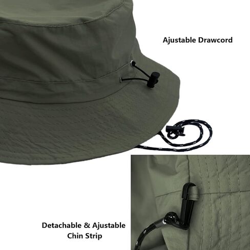 woogwin Waterproof Bucket Rain Hat with Chin Strap Quick Dry Packable Boonie Sun Hat Safari Hat UV Protection in Kuwait