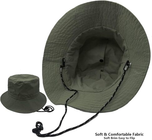 woogwin Waterproof Bucket Rain Hat with Chin Strap Quick Dry Packable Boonie Sun Hat Safari Hat UV Protection in Kuwait