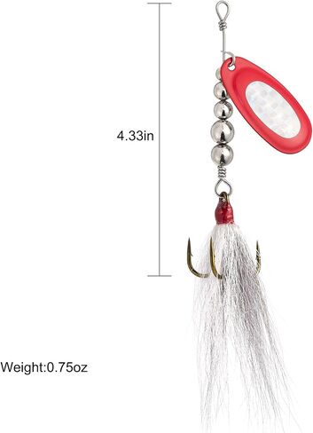 Dr.Fish Musky Spinner, 2/3oz 7" Bucktail Fishing Lure French Blade in Kuwait