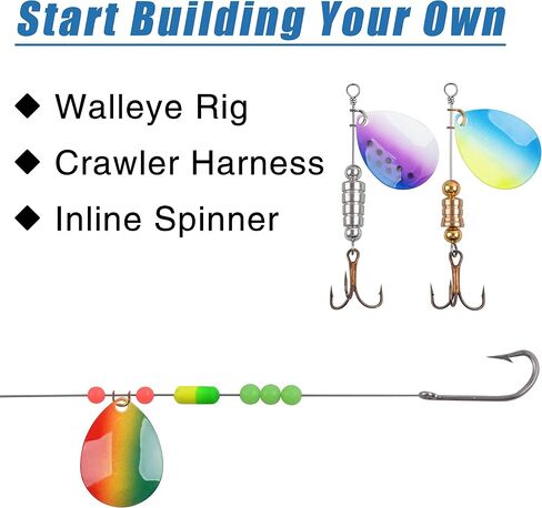 Colorado Blades Spinner Blades Lure Making Kit Fishing Blades Mixed Colors Spinnerbait Walleye Rigs DIY Fishing Lure Making Supplies for Trout Salmon Walleye 25/60pcs in Kuwait