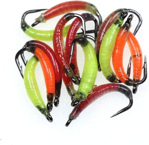 الويفر جاردن دودة فلاي حزمة من 20 قطعة، حجم 8 نيمف إيرث دودة واقعية تطير لسمك السلمون المرقط الطارد للصيد بلون أزرق مائل للصيد in Kuwait