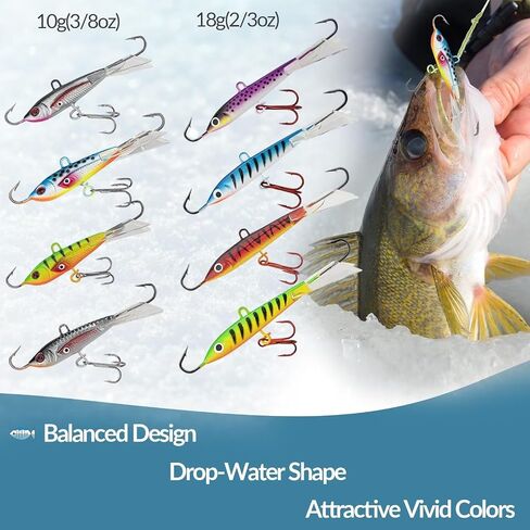 THKFISH Ice Fishing Jigs Ice Fishing Lures Ice Fishing Gear for Crappie, Panfish, Walleye, Bluegill Vertical Jigs Kit Ice Fishing Tackle 4PCS/8PCS 10g(0.35oz) 18g(0.63oz) in Kuwait