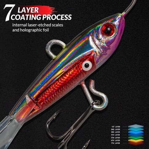 THKFISH Ice Fishing Jigs Ice Fishing Lures Ice Fishing Gear for Crappie, Panfish, Walleye, Bluegill Vertical Jigs Kit Ice Fishing Tackle 4PCS/8PCS 10g(0.35oz) 18g(0.63oz) in Kuwait