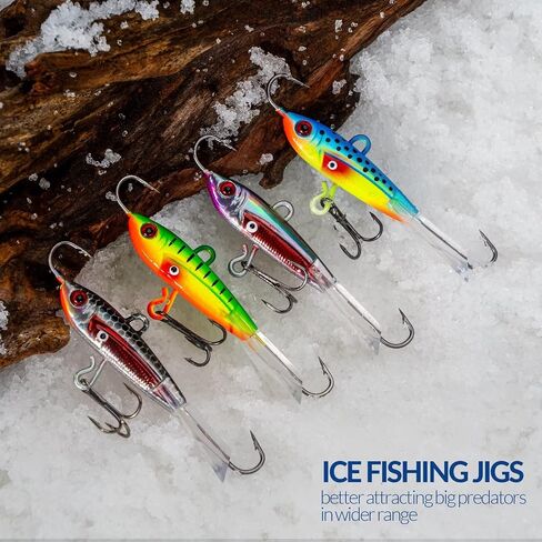 THKFISH Ice Fishing Jigs Ice Fishing Lures Ice Fishing Gear for Crappie, Panfish, Walleye, Bluegill Vertical Jigs Kit Ice Fishing Tackle 4PCS/8PCS 10g(0.35oz) 18g(0.63oz) in Kuwait