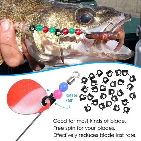 Quick Change Spinner Clevis - 100pcs Fishing Plastic Quick Snaps for Spinner Blades Plastic Fishing Clevis for Walleye Rig Crawler Harness Spinnerbait Black/White in Kuwait