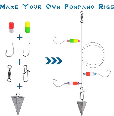 Pompano Rigs Foam Floats for Surf Fishing, Snell Floats Fishing Rigs Cylinder Float Bottom Rig Walleye Rig Making Kit Trout Catfish in Saudi Arabia