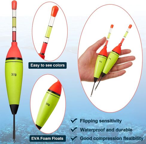 10 Pieces EVA Foam Fishing Floats Without Fishing Glow Sticks, Night Lighted Fishing Bobbers Slip Floats with Glowing Stick Tubes for Fishing in Saudi Arabia