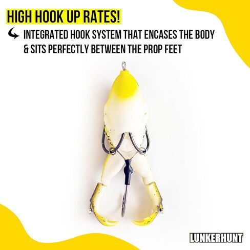 LUNKERHUNT - Frog Bait for Bass Fishing | Soft Hollow Body Weedless Frog for Bass Fishing and Trout | Weedless Realistic Bait Frog Lure, Freshwater with Sharp Hooks Lures and Double Propellers Feet in Kuwait