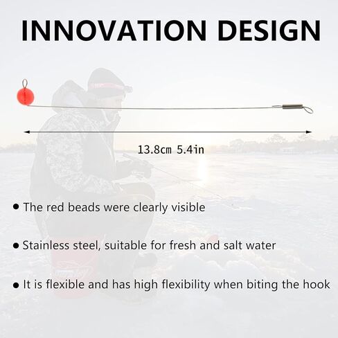 Yonihawk الجليد الصيد الربيع الأحمر بوبر توقف الفولاذ المقاوم للصدأ سلك الصيد مع الخرز الأحمر in Kuwait