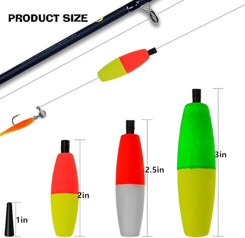 Zsrivk Peg Floats Slotted -18pcs Fishing Floats for Catfish - Fishing Foam Bobber Cigar Floats for Santee Rig - 2in, 2.5in, 3in in Kuwait