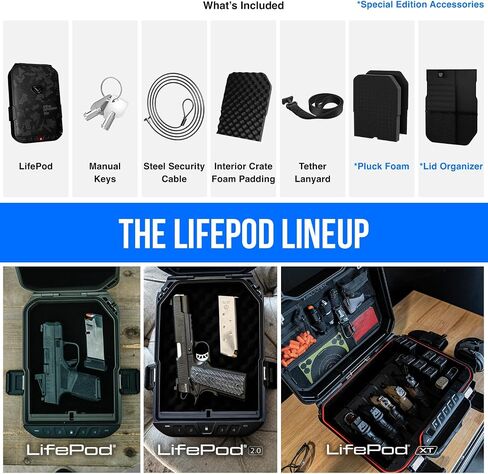 VAULTEK LifePod 10 Compact Lockable Weatherproof Case with Built-in Lock, Steel Security Cable, & TSA Handgun Case or Car Safe, Portable Travel Pistol Safe/Titanium Gray/Biometric in Kuwait