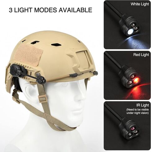 Tactical Helmet Light Military with IR + Red LED Task Lamp, Survival Signal Light Helmet Accessories Mount for Mich Fast Helmet Molle System 20mm Picatinny Rail Outdoor Sports in Kuwait