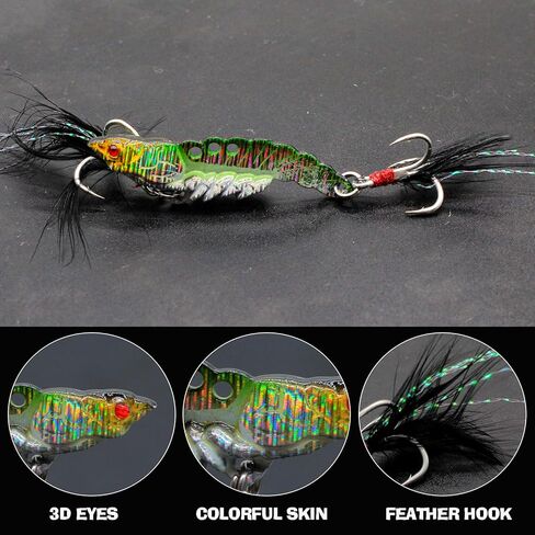 Proximitck 5 قطع من طُعم الصيد وملاعق الصيد وملعقة صب معدنية وطعم سمك السلمون المرقط مع ريشة للمياه العذبة والمياه المالحة in Kuwait