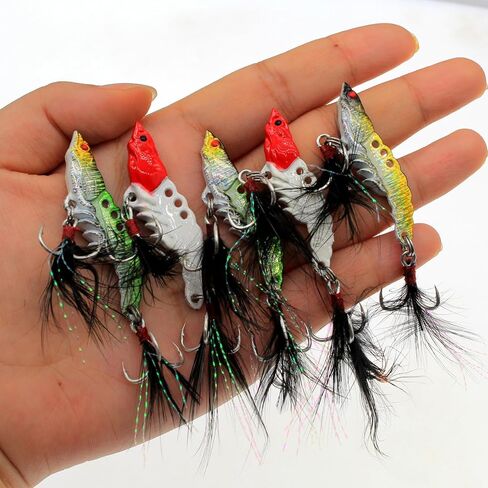 Proximitck 5 قطع من طُعم الصيد وملاعق الصيد وملعقة صب معدنية وطعم سمك السلمون المرقط مع ريشة للمياه العذبة والمياه المالحة in Kuwait