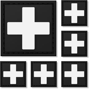 Medical Cross Patch, POWNEW Tactical First Aid Med Patches Velcro Perfect for IFAK Trauma Pouch, EMT, EMS, EDC Bag - 6 Pcs