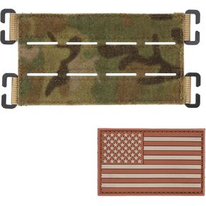 Molle Patch Panel with Laser Cutting Loop, Molle Patch Display Holder for Backpack,6X3.2 Mini Patch Board Include American Flag Patch (1 pcs Camo)