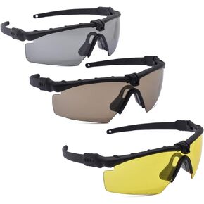 Hdlsina Tactical Eyewear Anti Fog Shooting Safety Glasses for Men Unisex Military Grade Safety Sunglasses Set of 3