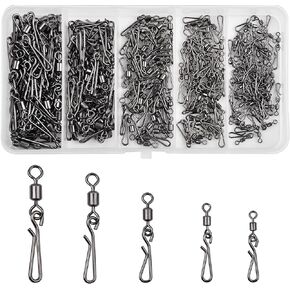 AGOOL Fishing Swivels Snaps Fishing Quick Clips, 60/200pcs Rolling Barrel Swivels with Quick Clips Snaps Swivels High Strength Speed Clips Connector Freshwater Saltwater Fishing Tackle in Saudi Arabia