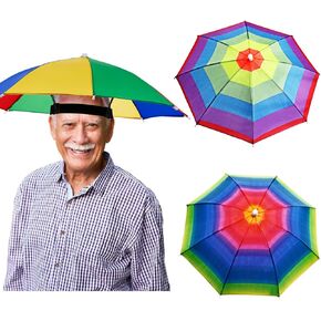 Syhood 3 Pieces Rainbow Umbrella Hats Camouflage Fishing Cap Beach Umbrella Headband