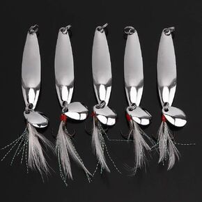 5pcs Spoons Lures Fishing Kit - Metal Spinner Baits With Treble Hooks for Salmon Bass in Kuwait