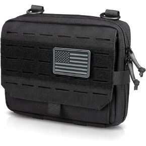 WYNEX Tactical Molle Admin Pouch of Tri-Fold Open Design, Molle Tool Pouch First Aid Pouch EDC Utility Pouches Tools Bag Molle Attachment Organizer Include U.S.A Flag Patch