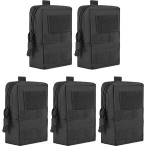 Molle Pouche، 5 قطع من الحقائب التكتيكية Molle Pouche أداة EDC جيب معلق على الخصر للصيد الرياضي باللون الأسود in Kuwait