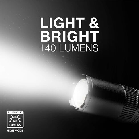 مصباح يدوي تكتيكي إنرجايزر TAC 1AA LED، حزمة من 1 ومصباح يدوي تكتيكي LED، مصباح يدوي ساطع شديد التحمل لحالات الطوارئ ومعدات التخييم، مصباح يدوي EDC مقاوم للماء، حزمة من 1، أسود in Kuwait