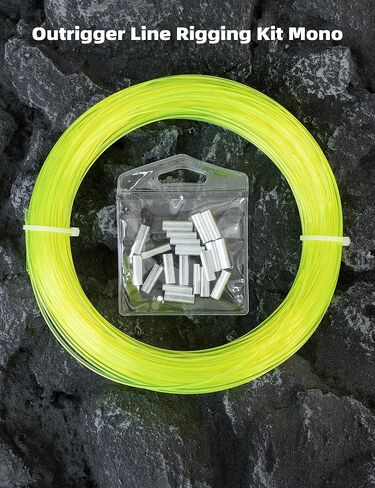 BLUEWING 50/100yd Outrigger Line Rigging Kit Mono with 20pcs/40pcs Aluminum Sleeve Crimps and 1.9mm 400LB Test Monofilament Fishing in Kuwait