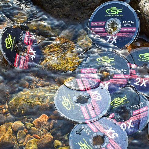 SF Clear Fluorocarbon Tippet Line with Holder Fly Fishing Tippets Leaders Trout 0X 1X 2X 3X 4X 5X 6X 7X in Kuwait