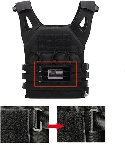 لوحة رقعة Molle مع حلقة قطع بالليزر، حامل عرض رقعة Molle لحقيبة الظهر، لوحة رقعة صغيرة مقاس 6X3.2 تتضمن رقعة العلم الأمريكي (قطعتان أسود) in Kuwait