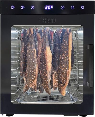 Kalahari Khabu Biltong Boss Biltong Maker and Drying Cabinet, Stainless Steel Food Dehydrator with Full Temperature Control, 10 Tray Capacity, for Meat, Vegetables and Fruits, Black (800w) in Saudi Arabia