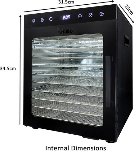 Kalahari Khabu Biltong Boss Biltong Maker and Drying Cabinet, Stainless Steel Food Dehydrator with Full Temperature Control, 10 Tray Capacity, for Meat, Vegetables and Fruits, Black (800w) in Saudi Arabia