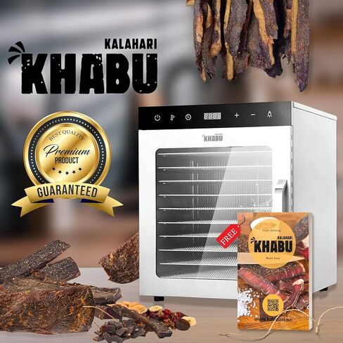 Kalahari Khabu Biltong Boss Biltong Maker and Drying Cabinet, Stainless Steel Food Dehydrator with Full Temperature Control, 10 Tray Capacity, for Meat, Vegetables and Fruits, Black (800w) in Saudi Arabia