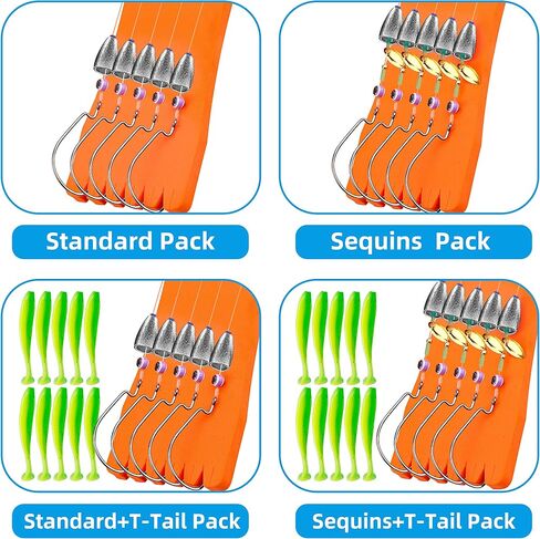 Rikimaru 5PCS Bullet Weights for Fishing Ready Texas Rigging Fluorocarbon Fishing Line with Sinker 1/0 Worm Hooks Kits Rolling Swivel Carolina Rig for Bass Perch in Saudi Arabia