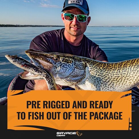 Savage Gear Real EEL Pre-Rigged Fishing Bait, 1 1/3 oz, Blue Back Pearl, Realistic Contours & Movement, Durable Construction, Dual Hook Configuration, Available in 3 Sizes (8"-16") in Saudi Arabia