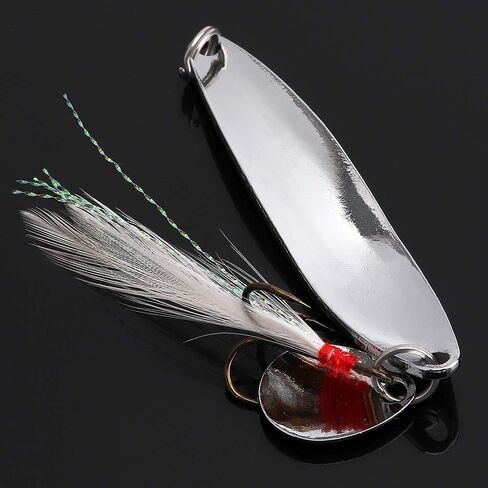 OriGlam 5pcs Spoons Lures Hard Fishing Lures, Fishing Lures Spoon Bait, Metal Lure Kit Hard Bait, Fishing Spinning Lures, Hard Metal Spinner Baits, Treble Hooks for Salmon Bass in Saudi Arabia