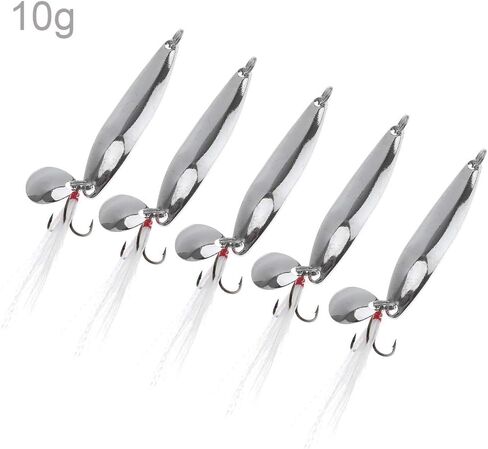 OriGlam 5pcs Spoons Lures Hard Fishing Lures, Fishing Lures Spoon Bait, Metal Lure Kit Hard Bait, Fishing Spinning Lures, Hard Metal Spinner Baits, Treble Hooks for Salmon Bass in Saudi Arabia