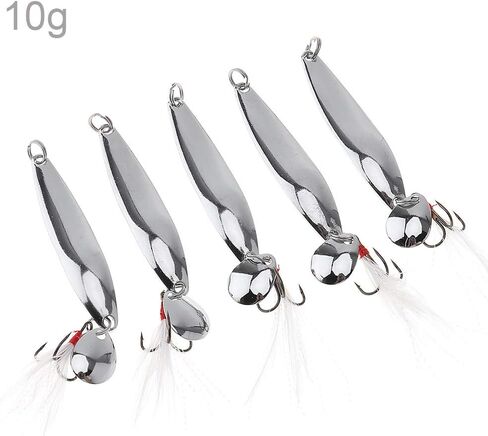 OriGlam 5pcs Spoons Lures Hard Fishing Lures, Fishing Lures Spoon Bait, Metal Lure Kit Hard Bait, Fishing Spinning Lures, Hard Metal Spinner Baits, Treble Hooks for Salmon Bass in Saudi Arabia