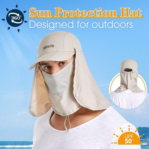 icolor Sun Hat for Men Women Neck Flap Ponytail Hats,UPF50+ Foldable Sun Cap Sun Protection Hat Summer Outdoor Fishing Hat in Saudi Arabia