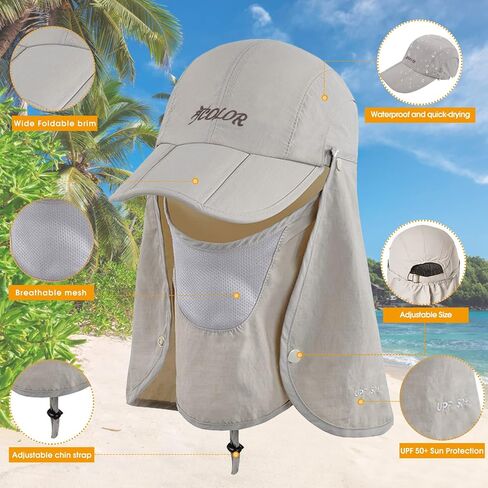 icolor Sun Hat for Men Women Neck Flap Ponytail Hats,UPF50+ Foldable Sun Cap Sun Protection Hat Summer Outdoor Fishing Hat in Saudi Arabia