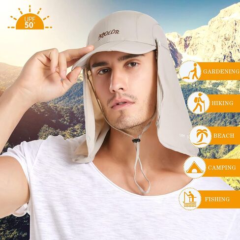 icolor Sun Hat for Men Women Neck Flap Ponytail Hats,UPF50+ Foldable Sun Cap Sun Protection Hat Summer Outdoor Fishing Hat in Saudi Arabia